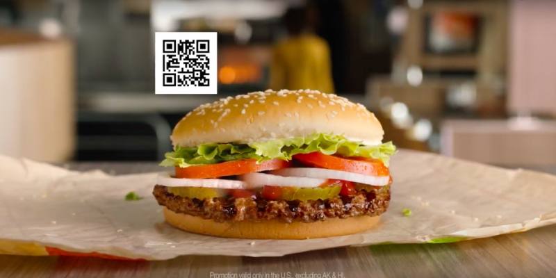 Burger King gives free Whopper with QR code in the TV ad