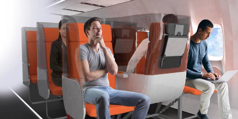 Italian aircraft interior manufacturing company Aviointeriors unveils their design that minimalizes contact