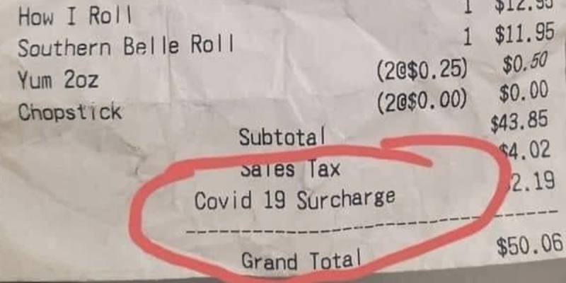 The restaurant that added ‘COVID-19 surcharge’ to the bill receives backlash